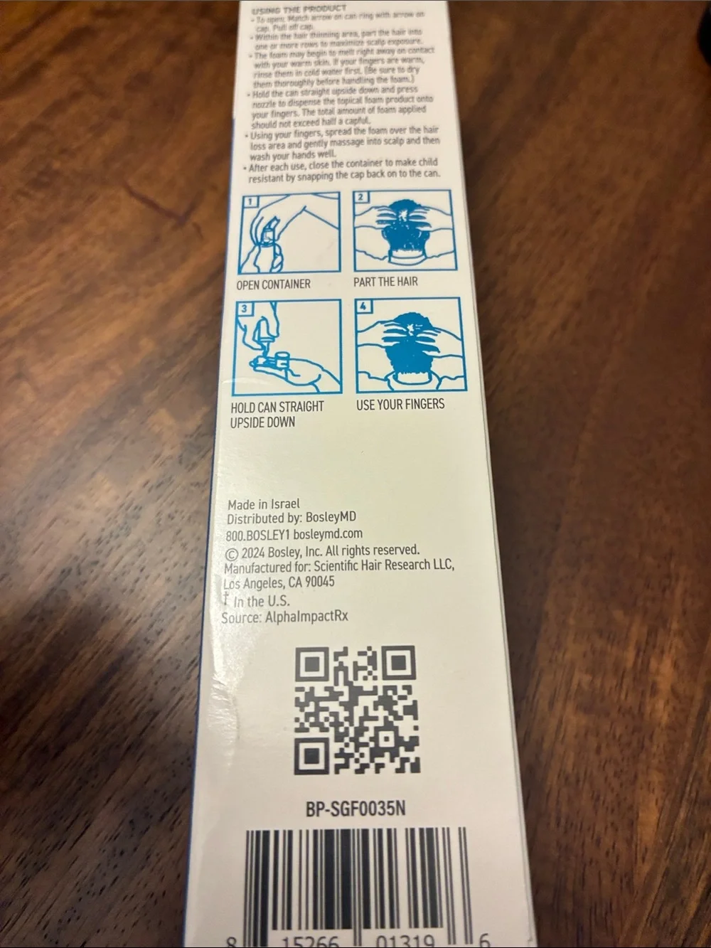 Bosley Minoxidil 5% Topical Aerosol Foam for Men - Blue & White